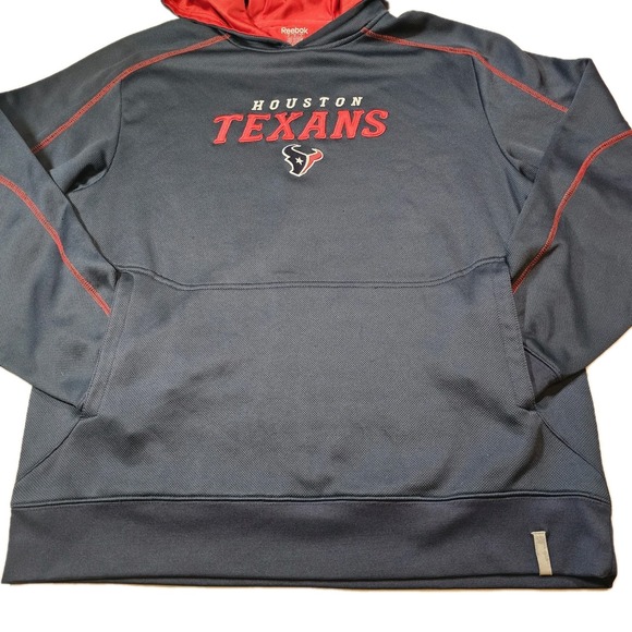 Houston Texans Embroidered Logo Reebok NFL Team Apparel Navy Hoodie Sweatshirt - Picture 1 of 11